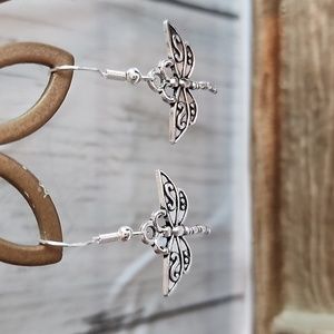 Dragonfly Earrings 925S Sterling Hooks EB
